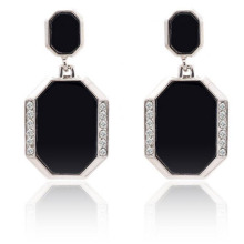 High Quality Exotic Earrings Wholesale Long Hanging Black Crystal Earings